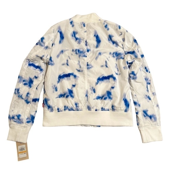 Levi's Bomber Jacket Melanie in Tie Dye Blue & White size Small NWT - Picture 4 of 10